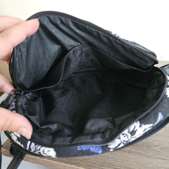 Vera Bradley Quilted Crossbody Bag with Black Lavender Floral Pattern and Faux - Picture 3 of 6